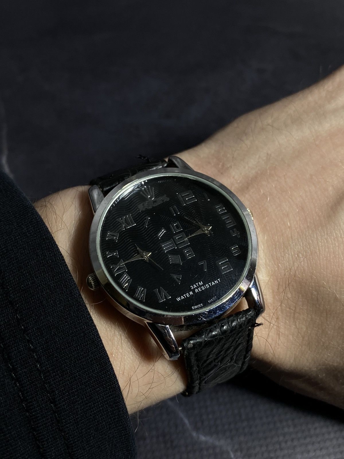 Vintage Black Roman Numeral Dual Dial Watch – Classic & Sleek✨ Size ONE SIZE - 3 Thumbnail