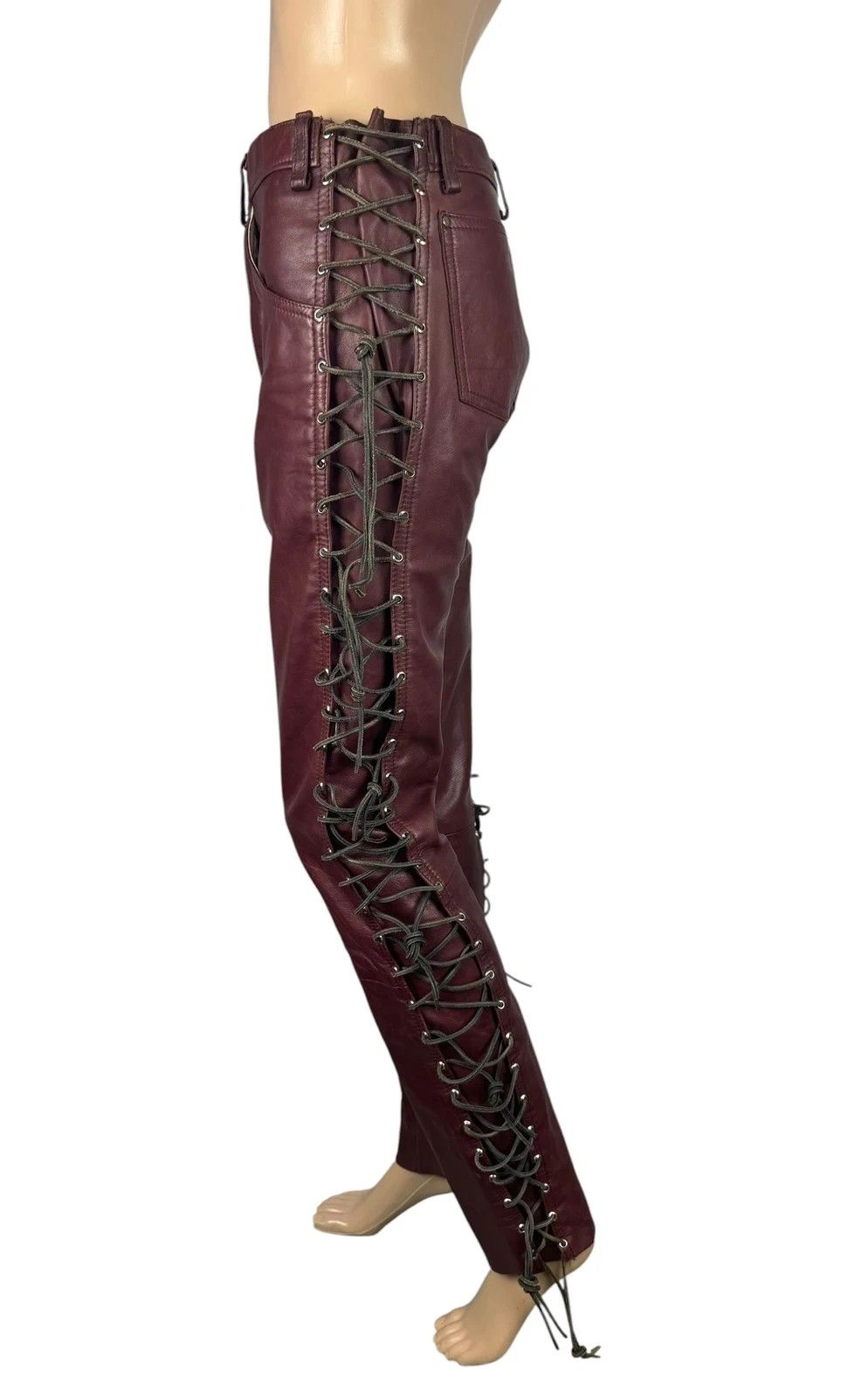 Other Vintage Genuine Leather Pants Lace Up Size 28" / US 6 / IT 42 - 4 Thumbnail