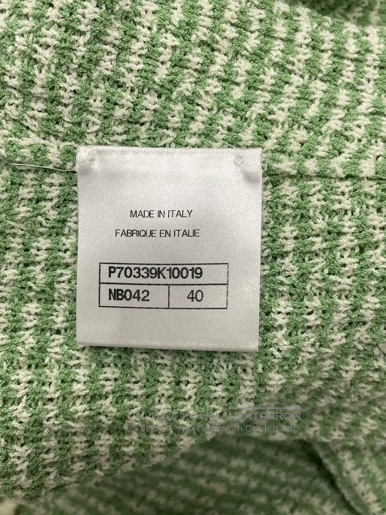 Chanel Chanel Cow green and white striped long knitted cardigan c Size S / US 4 / IT 40 - 5 Thumbnail