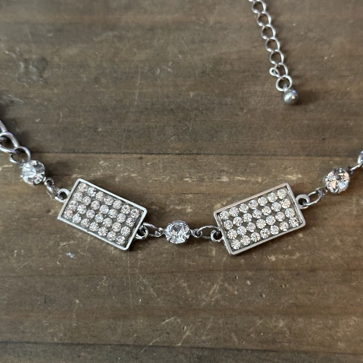Other Silver tone rhinestone rectangular links necklace Size ONE SIZE - 3 Thumbnail
