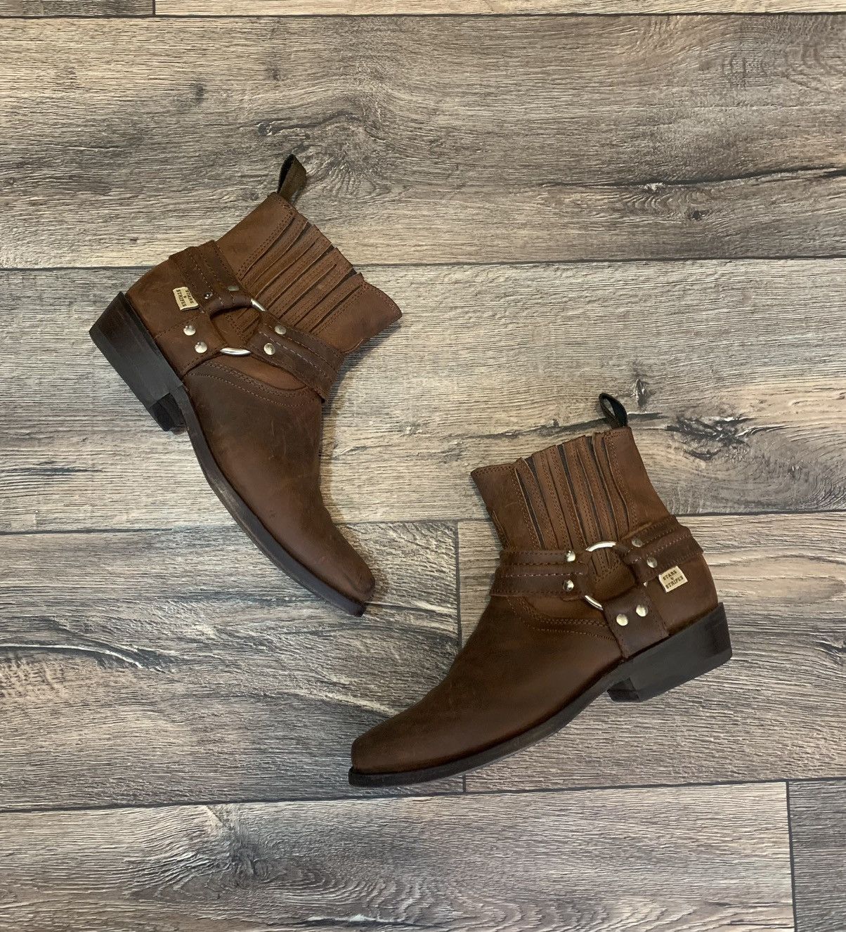 Cowboy Equipment × Stars & Stripes Stars & Stripes Brown Leather Biker Western Cowboy Boots Size US 7.5 / EU 40-41 - 3 Thumbnail