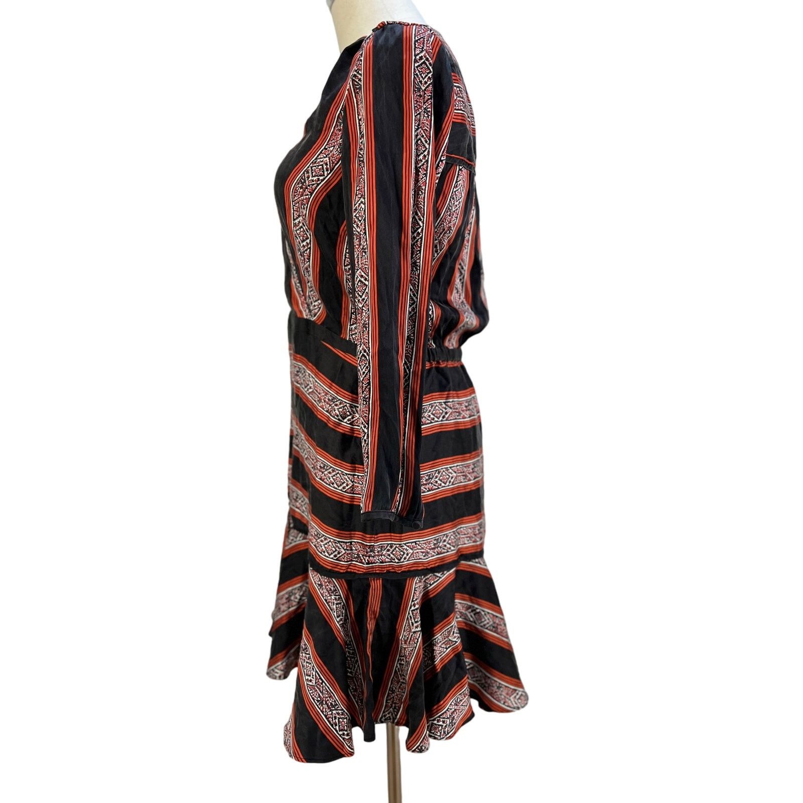 Veronica Beard Veronica Beard Ivy Flounce Silk Mini Dress Printed Striped Size M / US 6-8 / IT 42-44 - 7 Thumbnail