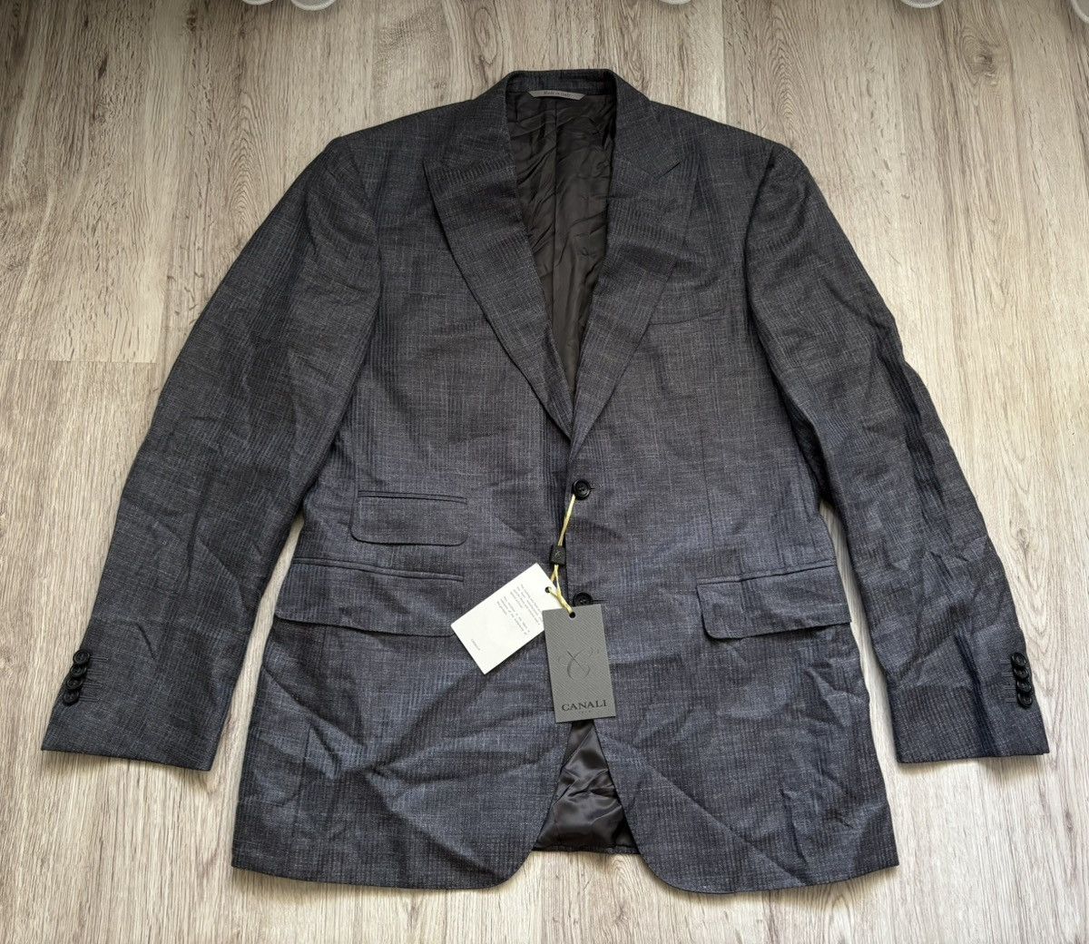 Canali Blazer 52R Linen Silk Wool Blend Gray Italy $1795 NWT