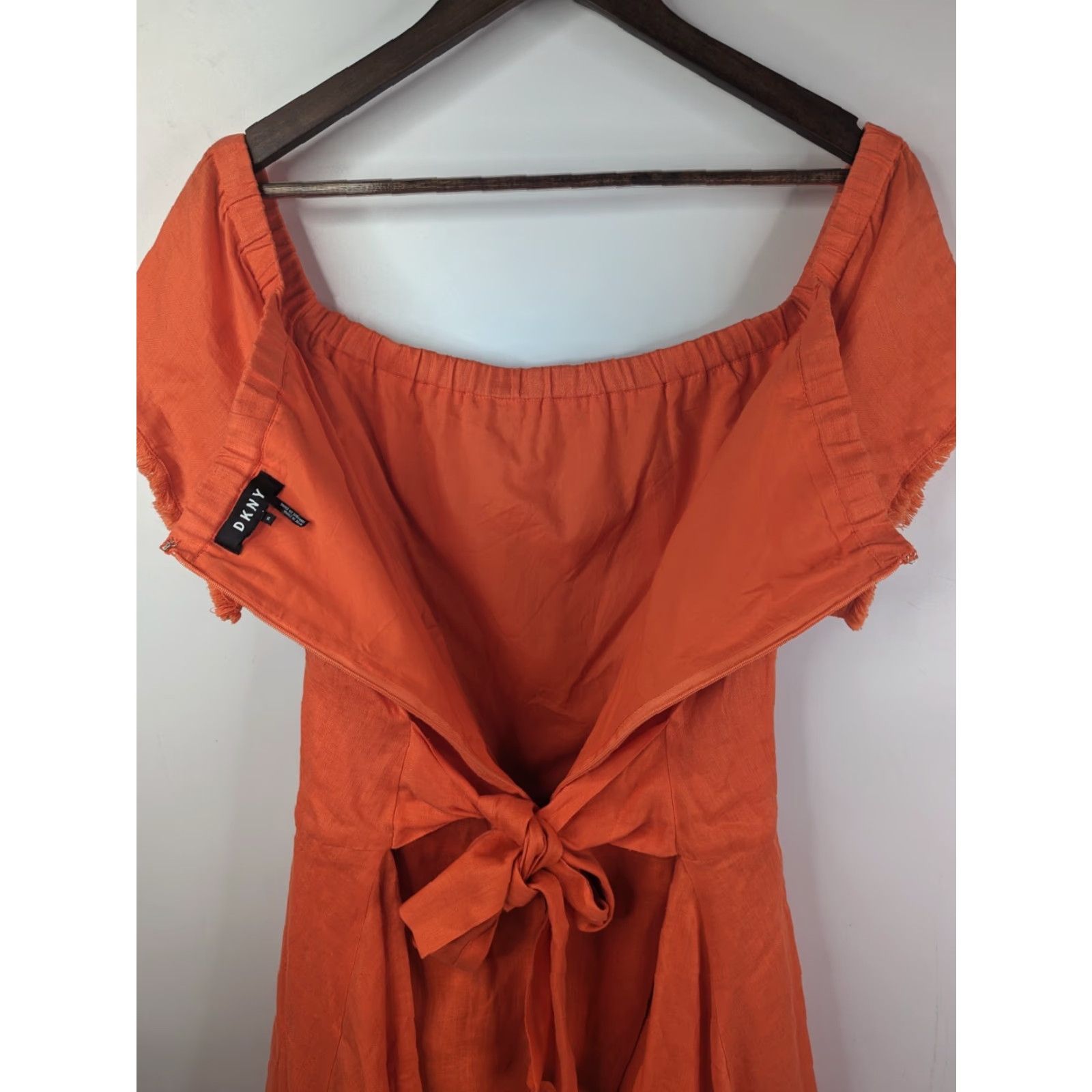 DKNY DKNY Off The Shoulder Linen Dress Maxi Dress Orange XL Women's Summer Size XL / US 12-14 / IT 48-50 - 5 Thumbnail