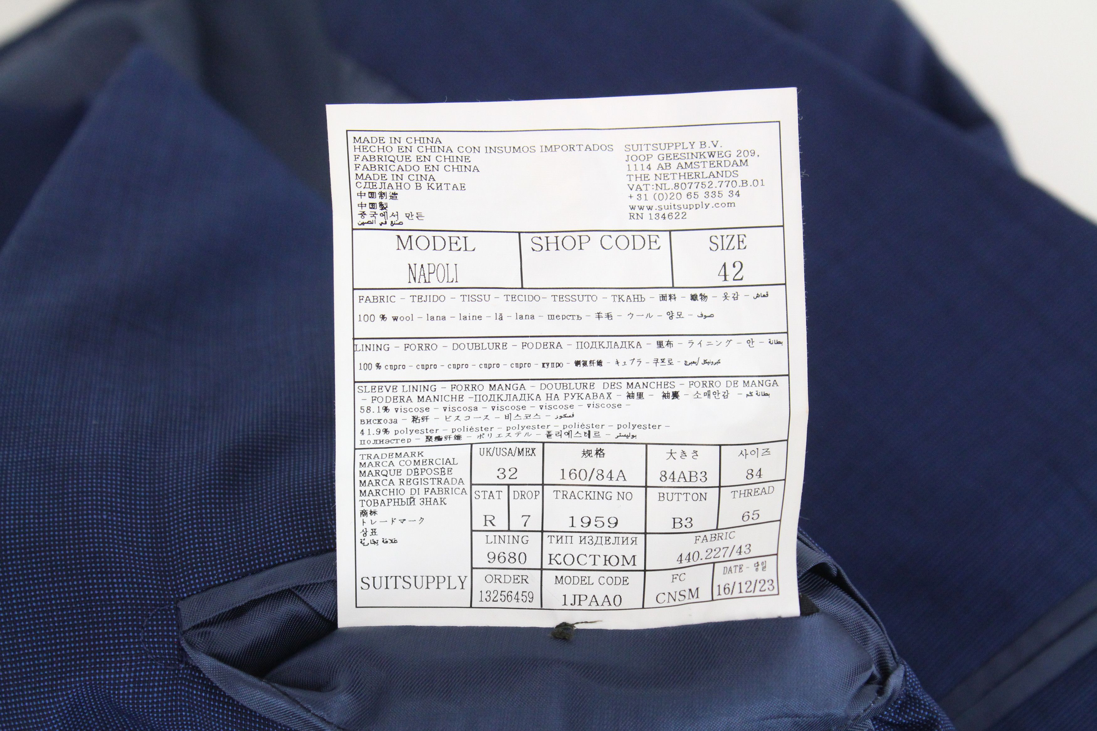 Suitsupply NAPOLI UK32R Blue Melange Wool Blazer 67510 Size 34S - 6 Thumbnail