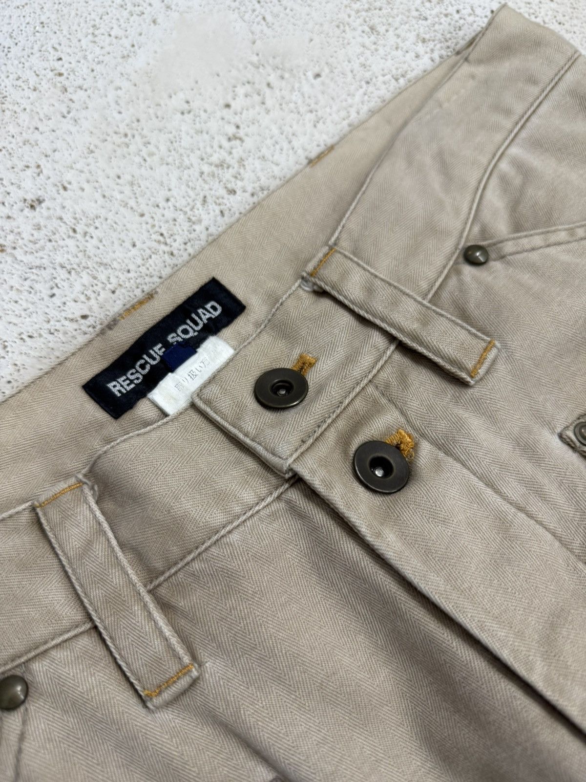 Japanese Brand Vintage Y2K Rescue Squad Studded Pocket High Oz Denim Size US 32 / EU 48 - 9 Thumbnail