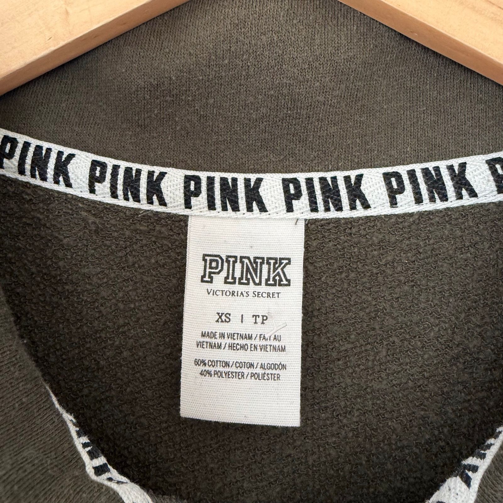 Victoria's Secret Victoria’s Secret Pink Green 1/4 Zip Pullover Sweatshirt XS Size XS / US 0-2 / IT 36-38 - 2 Thumbnail
