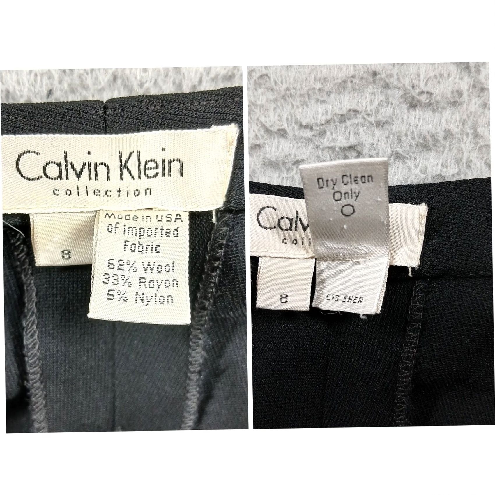 Vintage VINTAGE Calvin Klein Collection Wool Blend Wide Leg Trousers Women's Size 8 Black Pants Dress Pants Wide-Leg Size 30" / US 8 / IT 44 - 4 Thumbnail