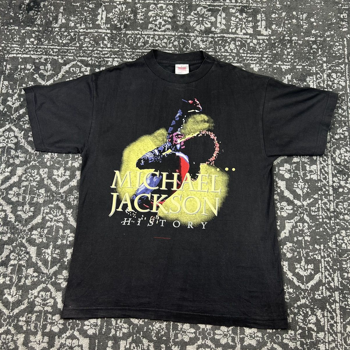 image of Vintage Michael Jackson 1996 History Tour Tee 90's in Black, Men's (Size Large)