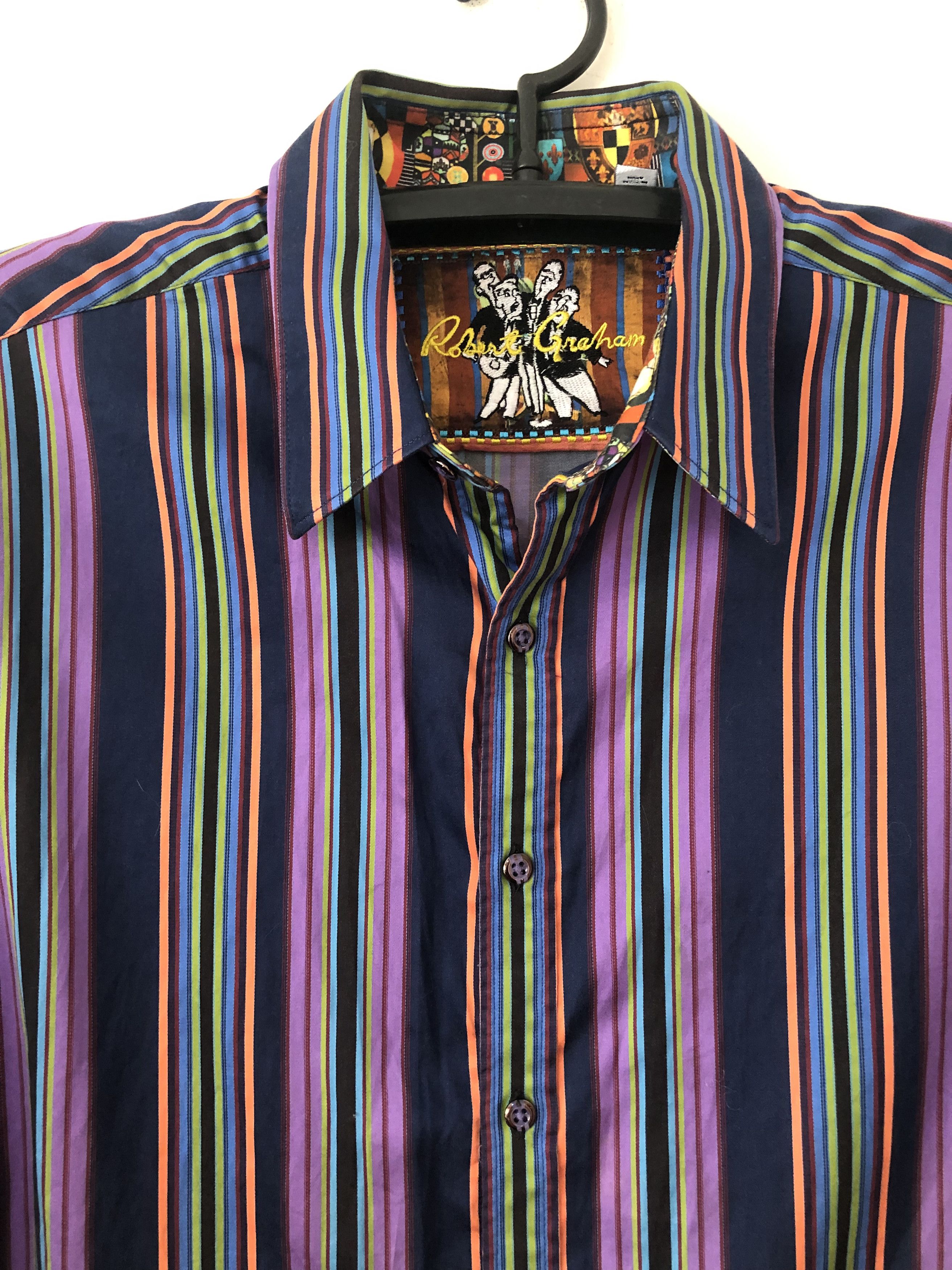 Robert Graham ROBERT GRAHAM Striped Long Sleeve Flip Cuff Men's Shirt Size US L / EU 52-54 / 3 - 3 Thumbnail