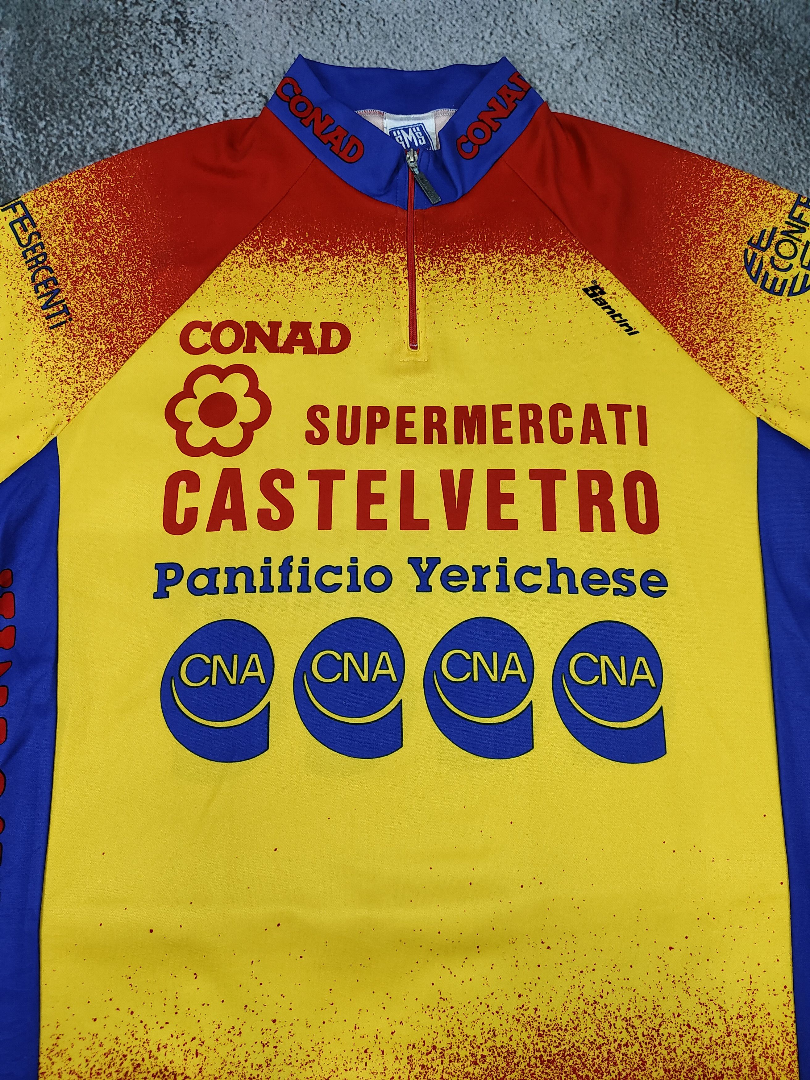 Vintage 90s Santini🇮🇹 CONAD Castelvetro Racing Team Cycling Jersey Size US L / EU 52-54 / 3 - 2 Thumbnail