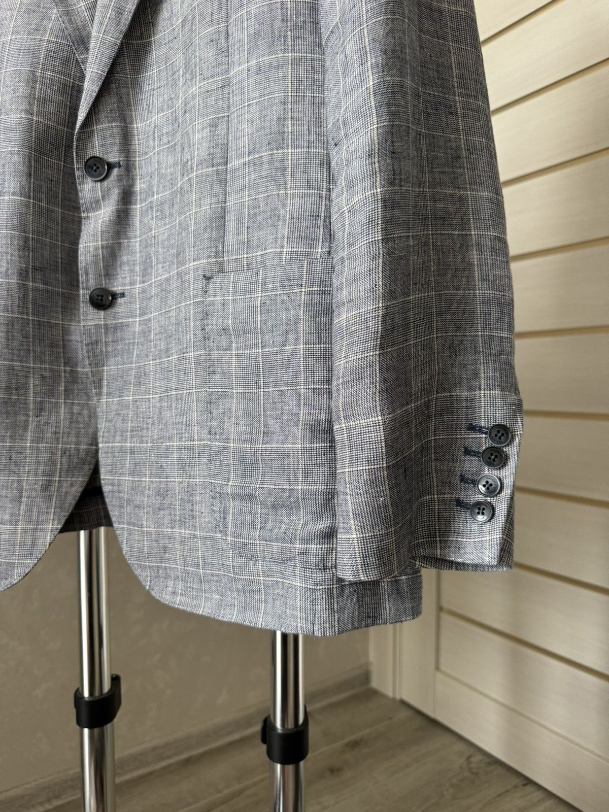 Designer × Hackett Hackett Linen Check Blazer Size 44R - 2 Thumbnail