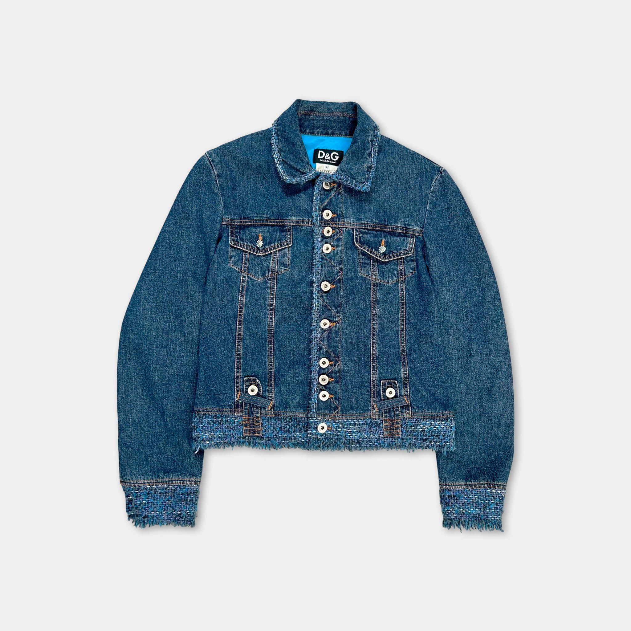 Dolce & Gabbana Dolce & Gabbana Blue Tweed Denim Jacket Size US M / EU 48-50 / 2 - 1 Thumbnail