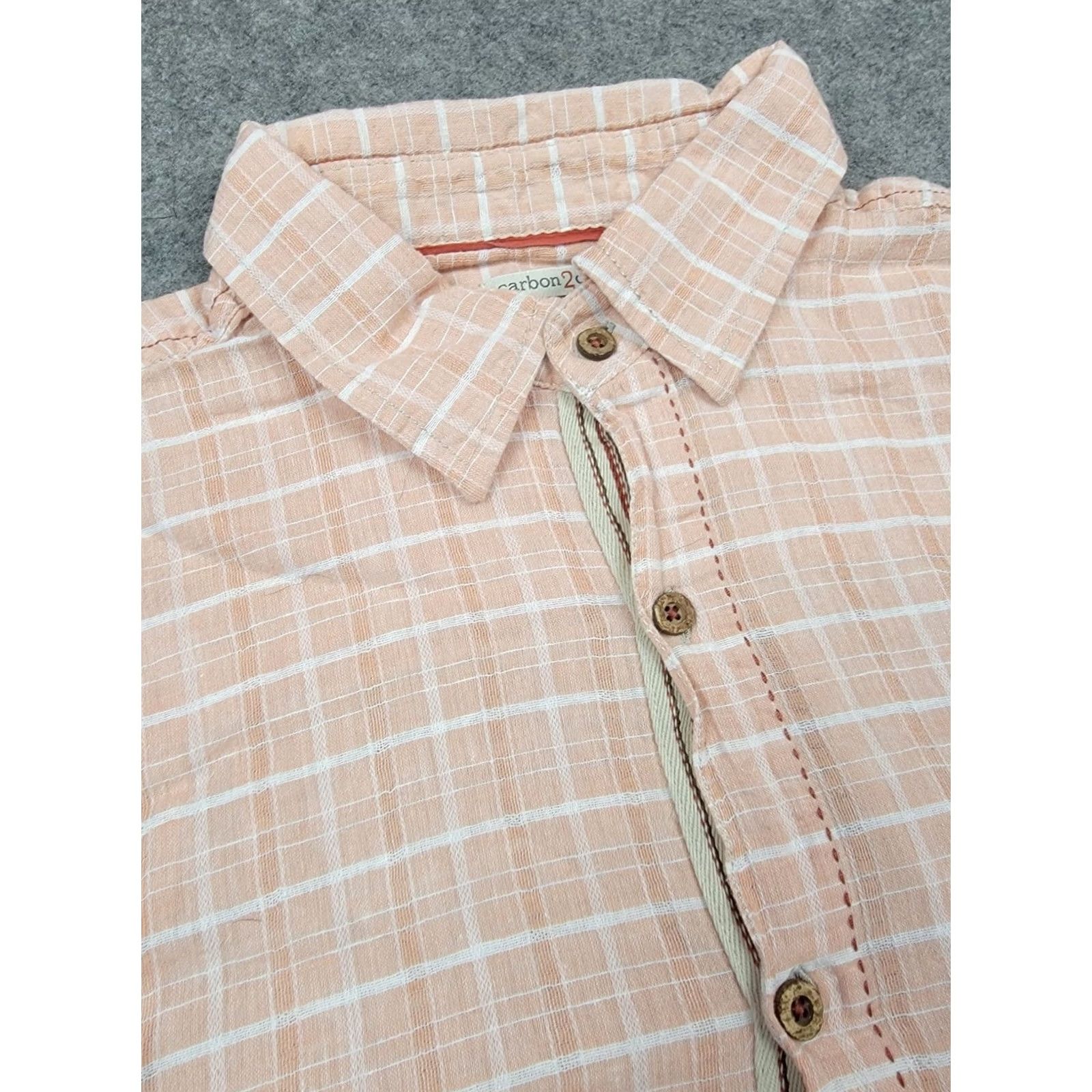 Carbon2Cobalt Carbon 2 Cobalt Shirt Mens Large Pink White Plaid Linen Blend Button Up Size US L / EU 52-54 / 3 - 5 Thumbnail