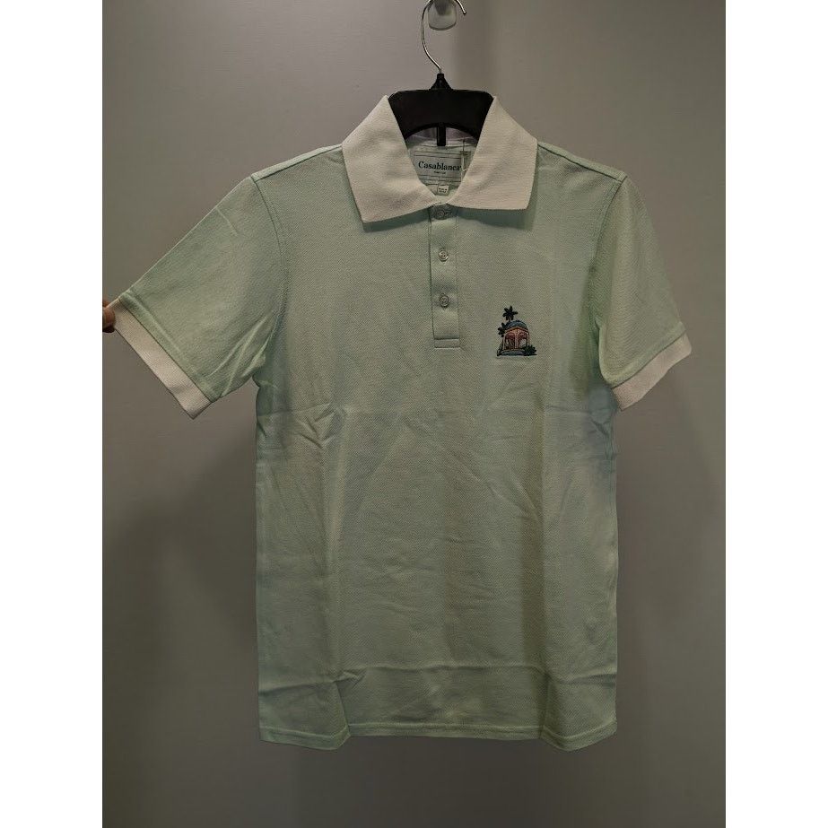 Casablanca o1rshd1 Embroidered Cotton Polo Shirt in Mint Size US L / EU 52-54 / 3 - 7 Thumbnail