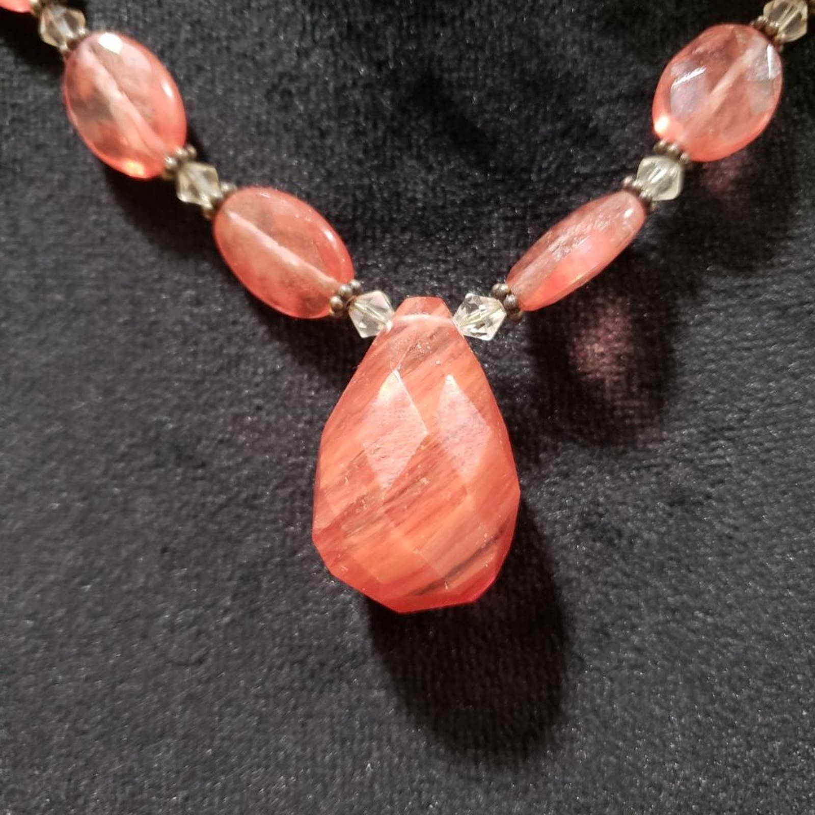 Other Womens Fashion Pink Color Rhinestones Beaded Collar Necklace Size ONE SIZE - 3 Thumbnail