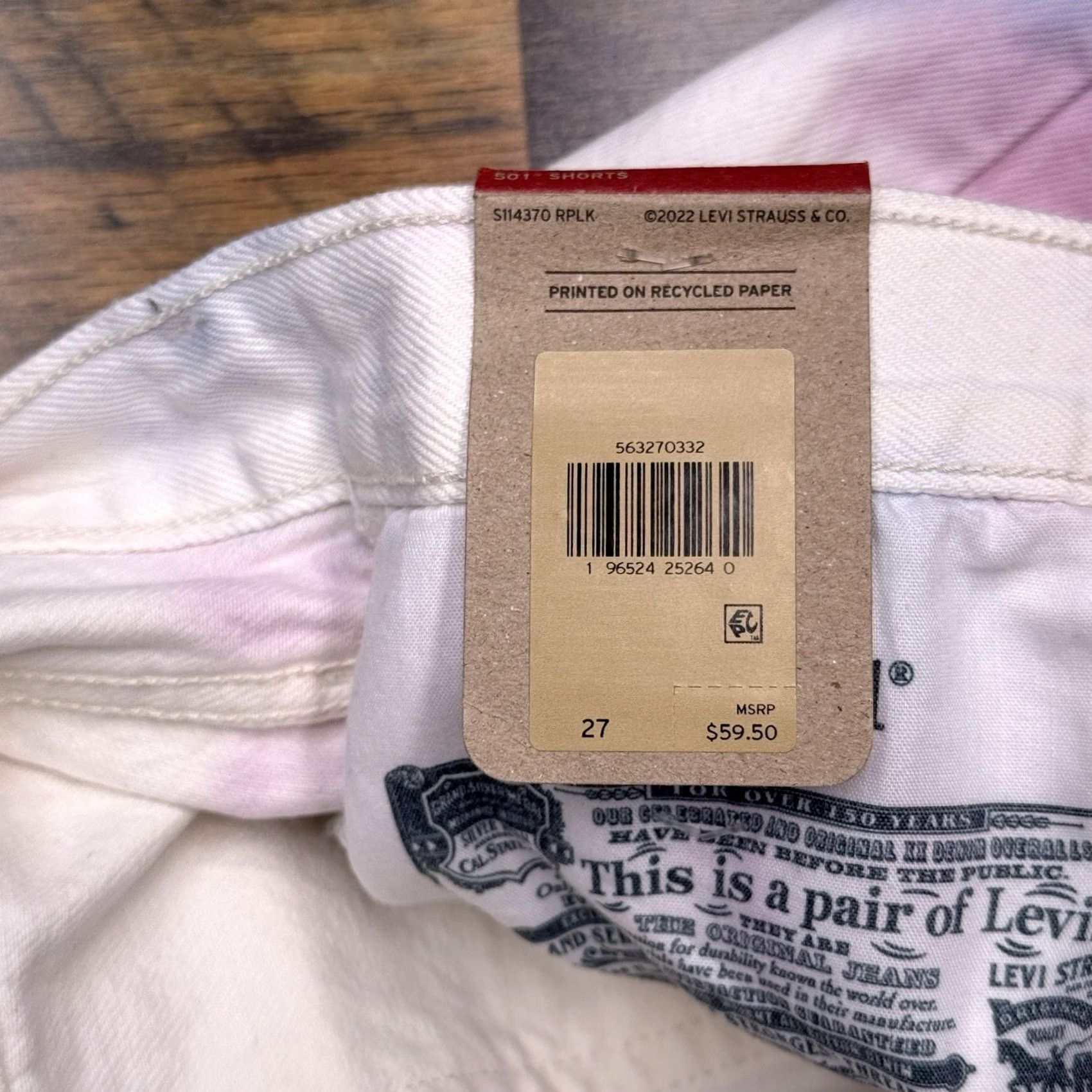 Levi's Levi'S 501 Tie Dye Shorts Womens White Denim Cut Off High Rise 27 Inch Size 27" / US 4 / IT 40 - 5 Thumbnail