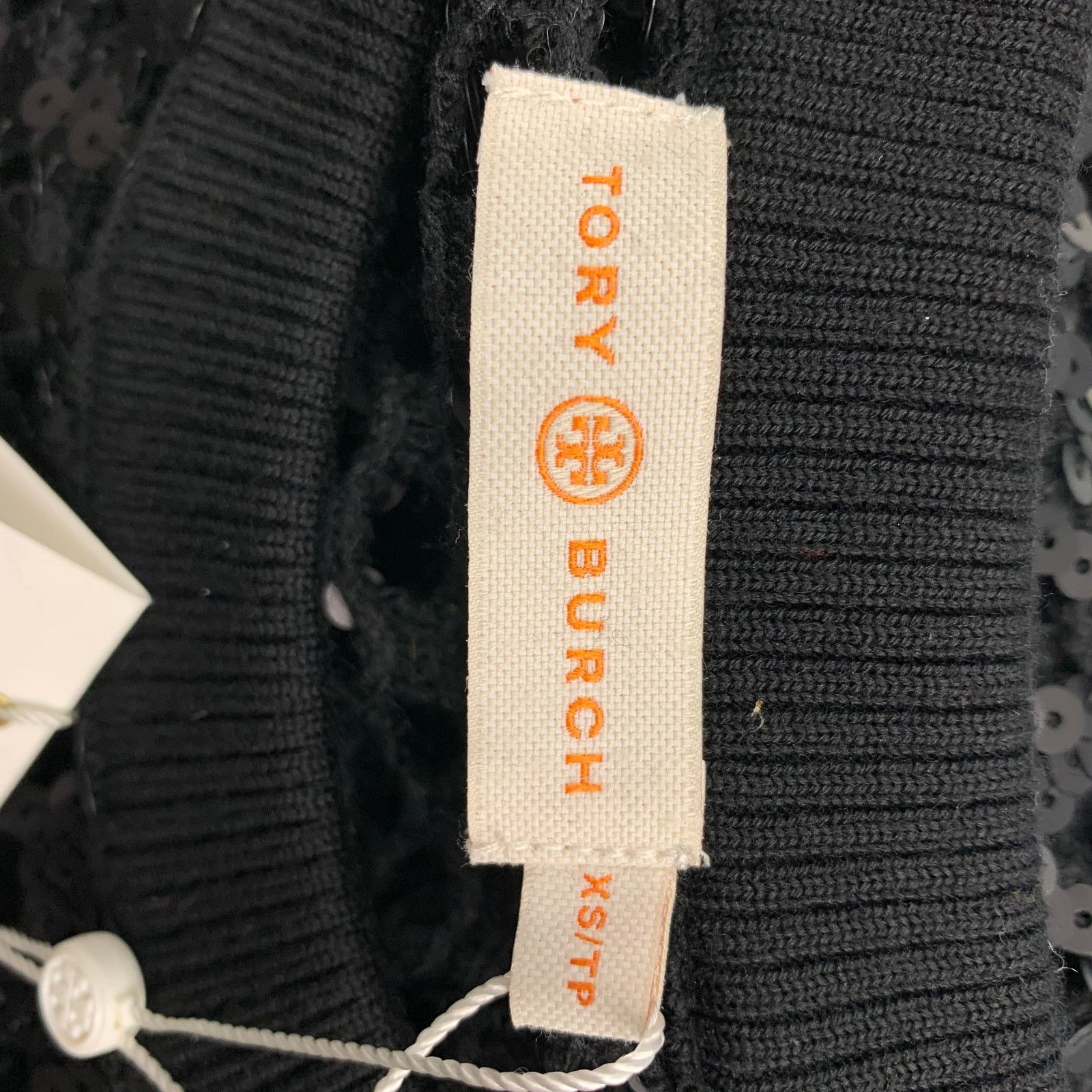 Tory Burch TORY BURCH Size XS Black Mesh Sequined Crew Neck Pullover Size XS / US 0-2 / IT 36-38 - 5 Thumbnail