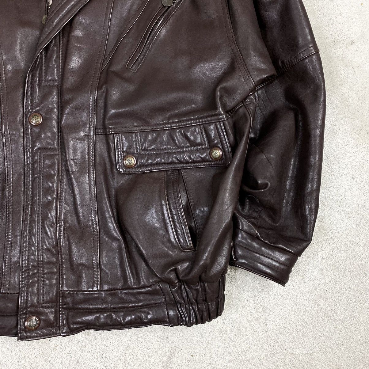 Vintage Leather jacket brown vintage bomber genuine boxy oversize Size US XL / EU 56 / 4 - 4 Thumbnail