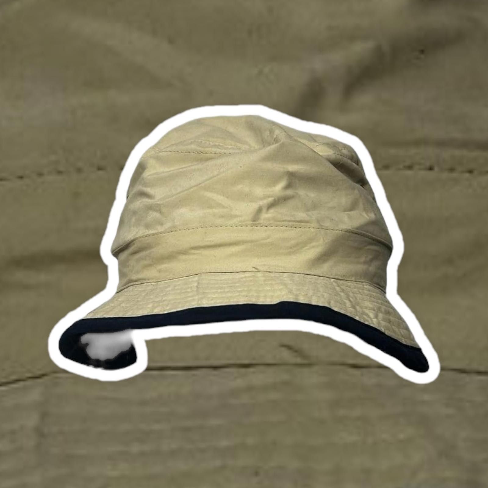 Designer Lightweight Beige Bucket Hat with Navy Trim Size ONE SIZE - 1 Thumbnail