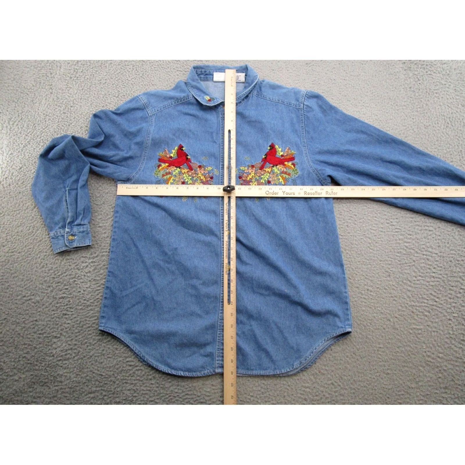 Vintage VINTAGE 90s Bobbie Brooks Embroidered Cardinal Long Sleeve Shirt Blue Size L Womens Size L / US 10 / IT 46 - 4 Thumbnail