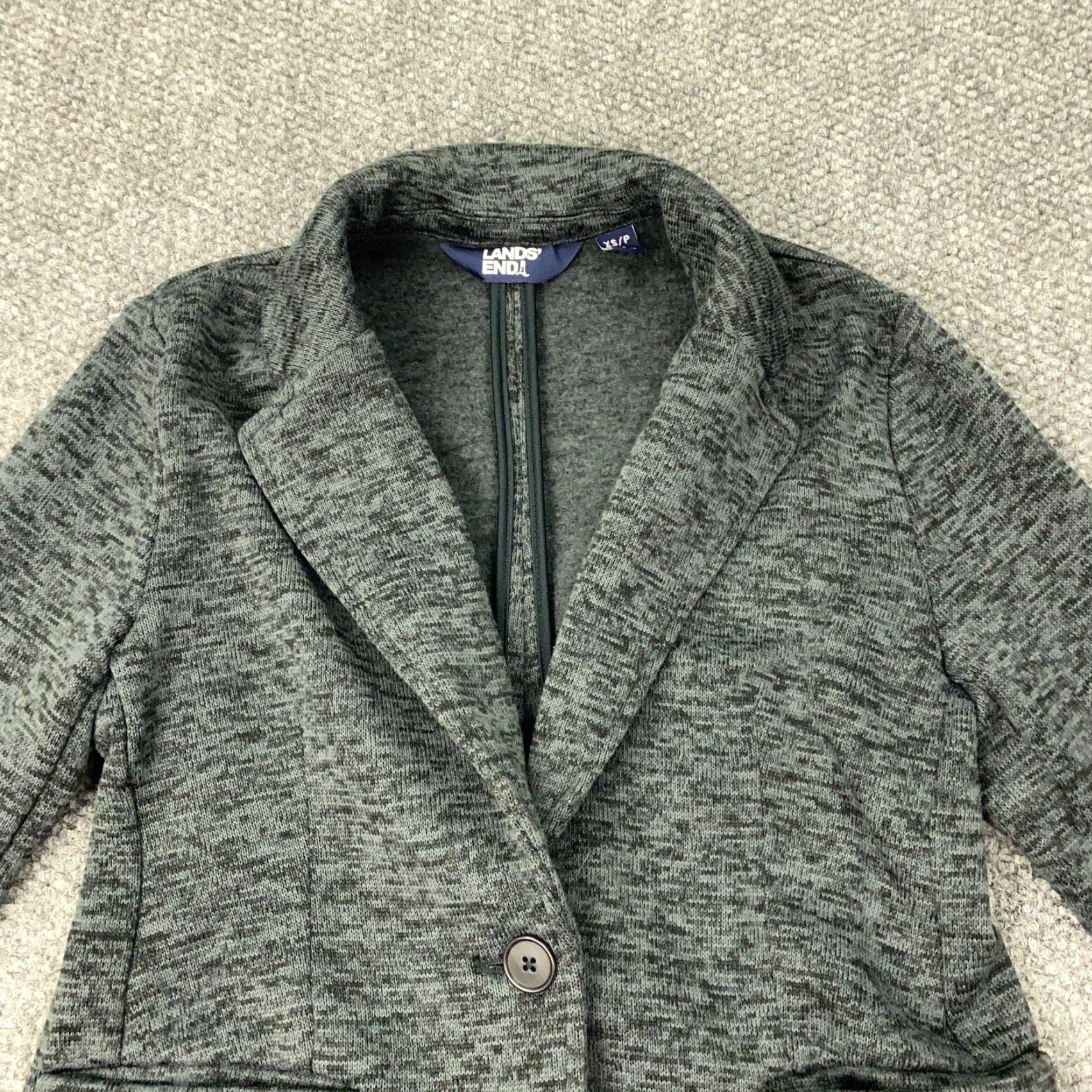 Lands' End Lands End Blazer Jacket Womens XS Gray One Button Casual Soft Shell Sweater Size XS / US 0-2 / IT 36-38 - 2 Thumbnail