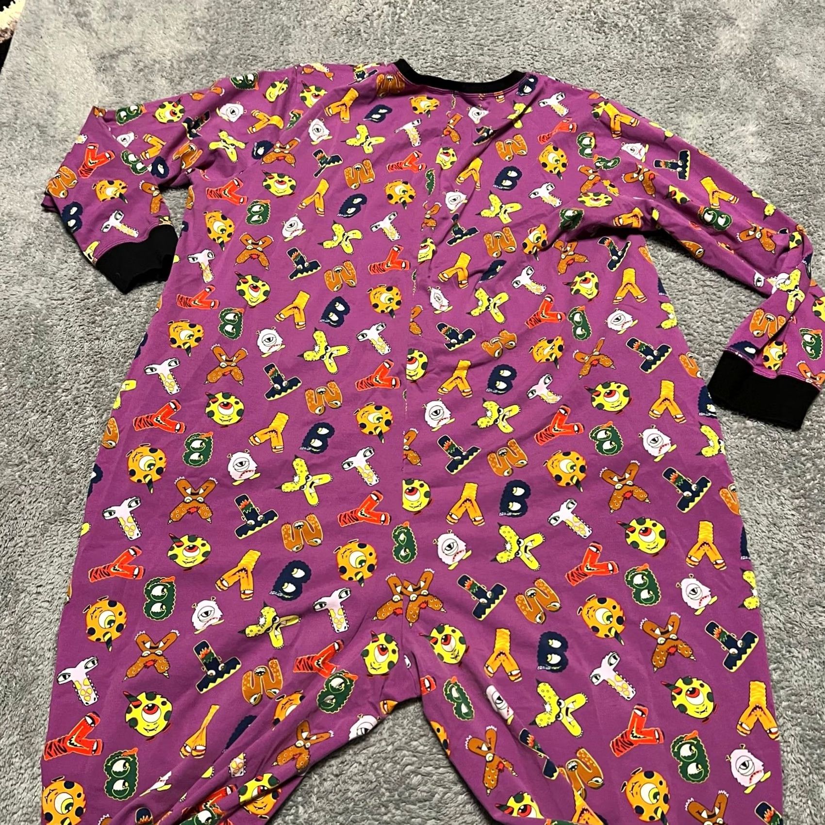 Vintage Tomboy X Pajamas One Piece Womens 3XL Purple All Over Print Alphabet Animal Size ONE SIZE - 4 Thumbnail