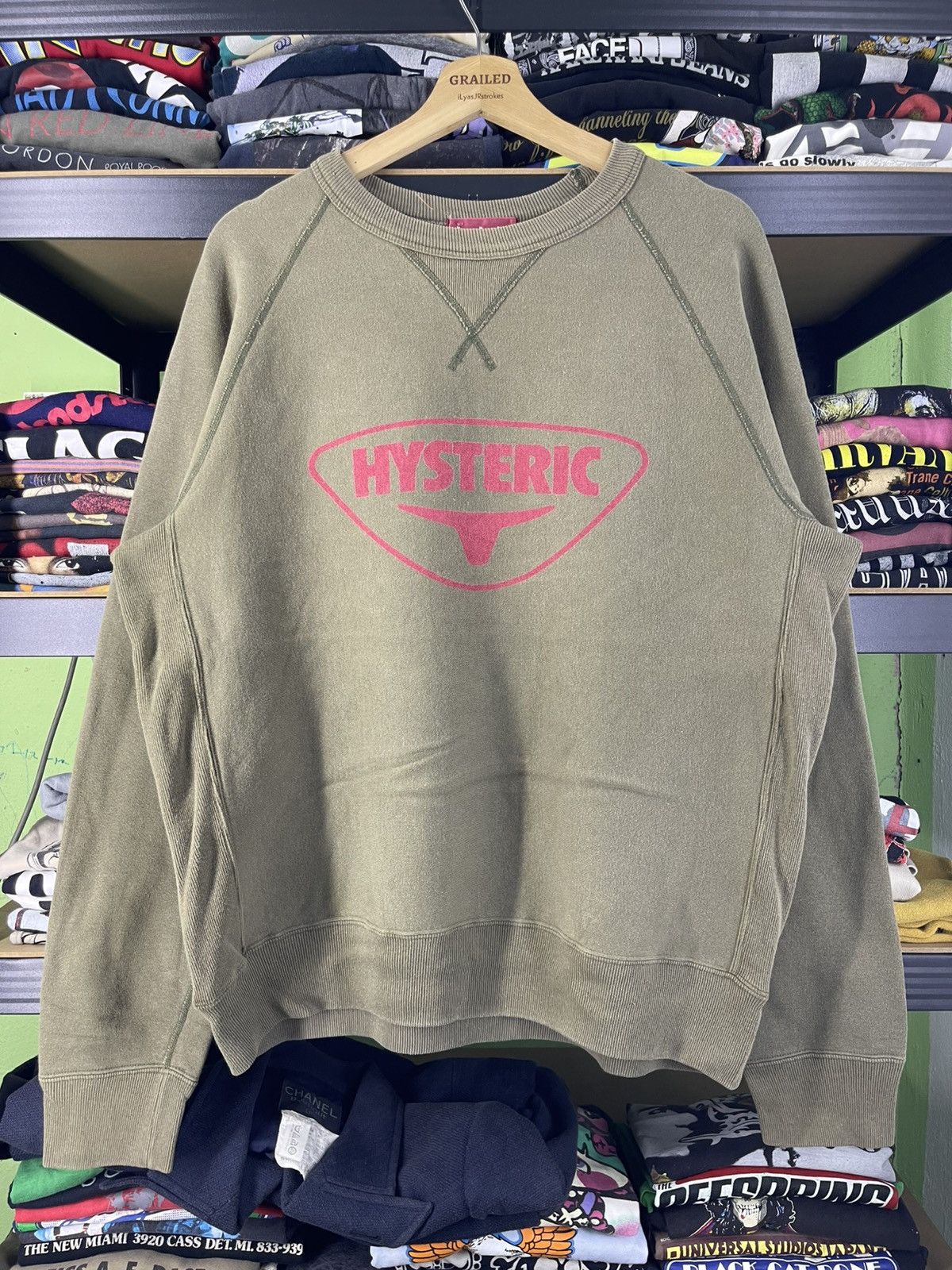 Hysteric Glamour 1990's Vintage Hysteric Glamour Spellout Logo Moss Green Size US L / EU 52-54 / 3 - 3 Thumbnail