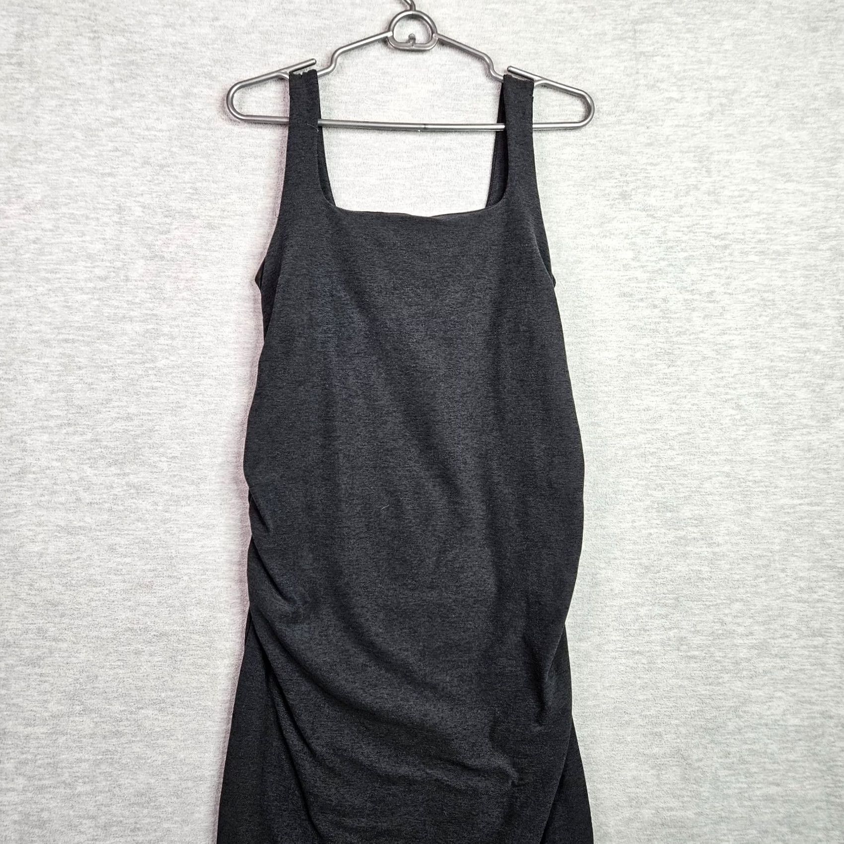 Vintage Beyond Yoga Maternity Tank Dress Gray Midi Bodycon Sleeveless Square Neck L Adult Womens - Size L / US 10 / IT 46 - 4 Thumbnail