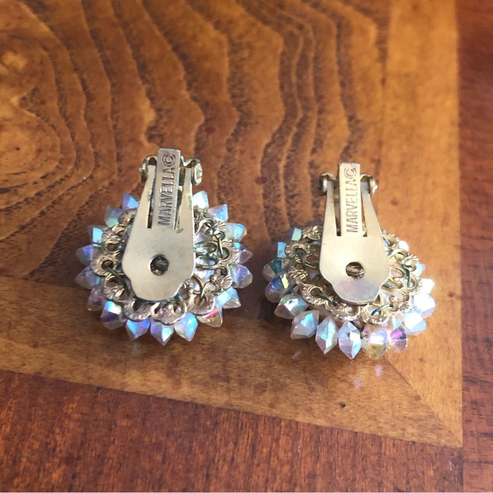 Vintage Vintage Marvella signed pearl crystal clip on earrings Size ONE SIZE - 2 Thumbnail