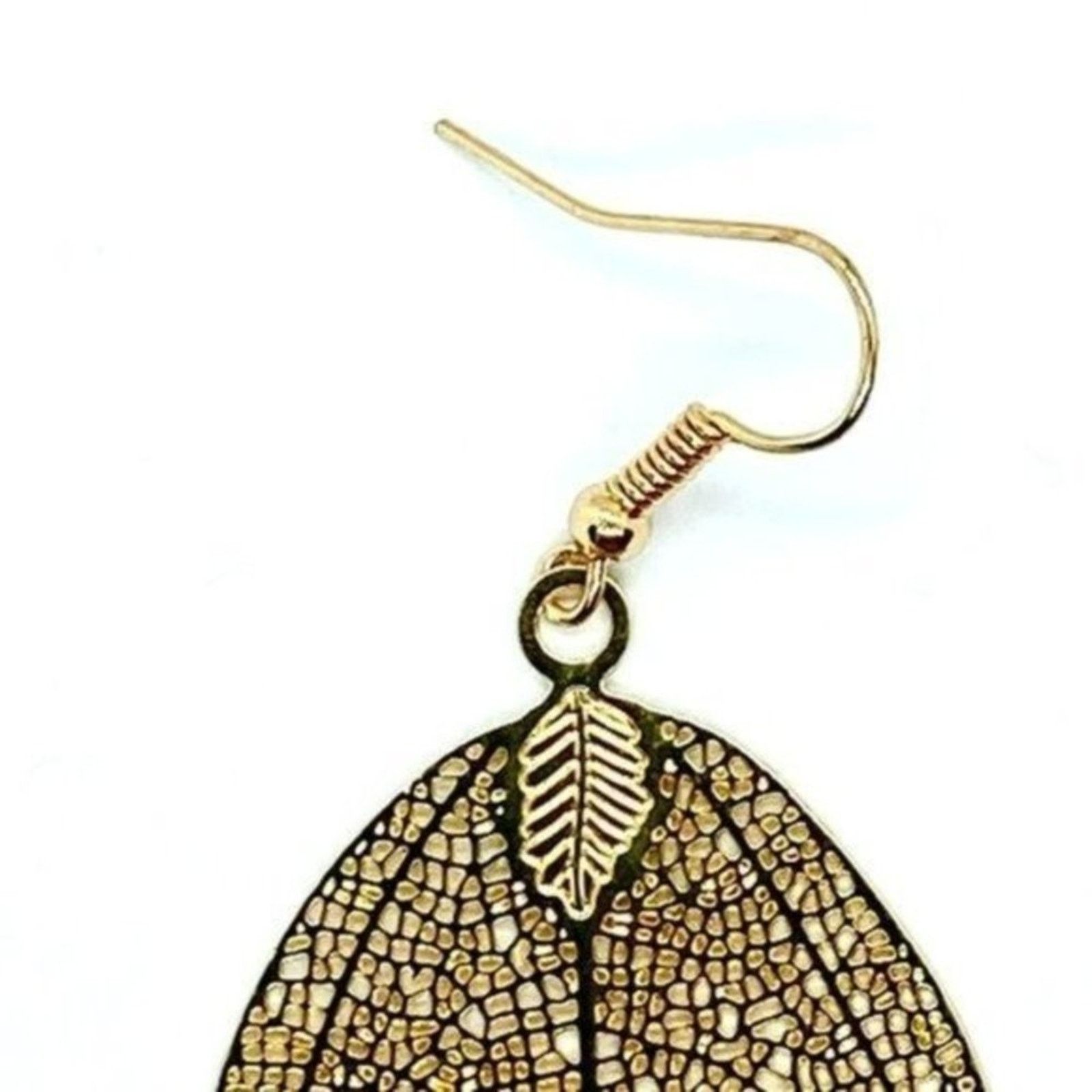 Other Gold-Tone Laser Cut Leaf Dangle Earrings Size ONE SIZE - 4 Thumbnail