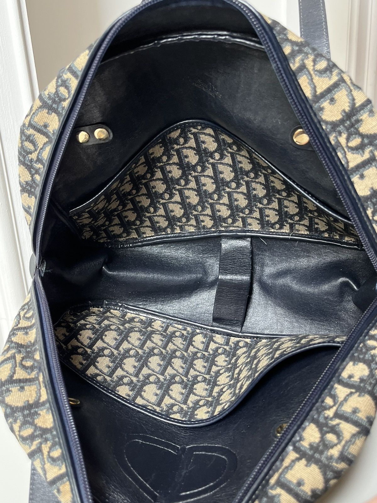 Christian Dior Monsieur Christian Dior Monogram CD Logo Navy / Beige bag 1980s’ Size ONE SIZE - 10 Thumbnail