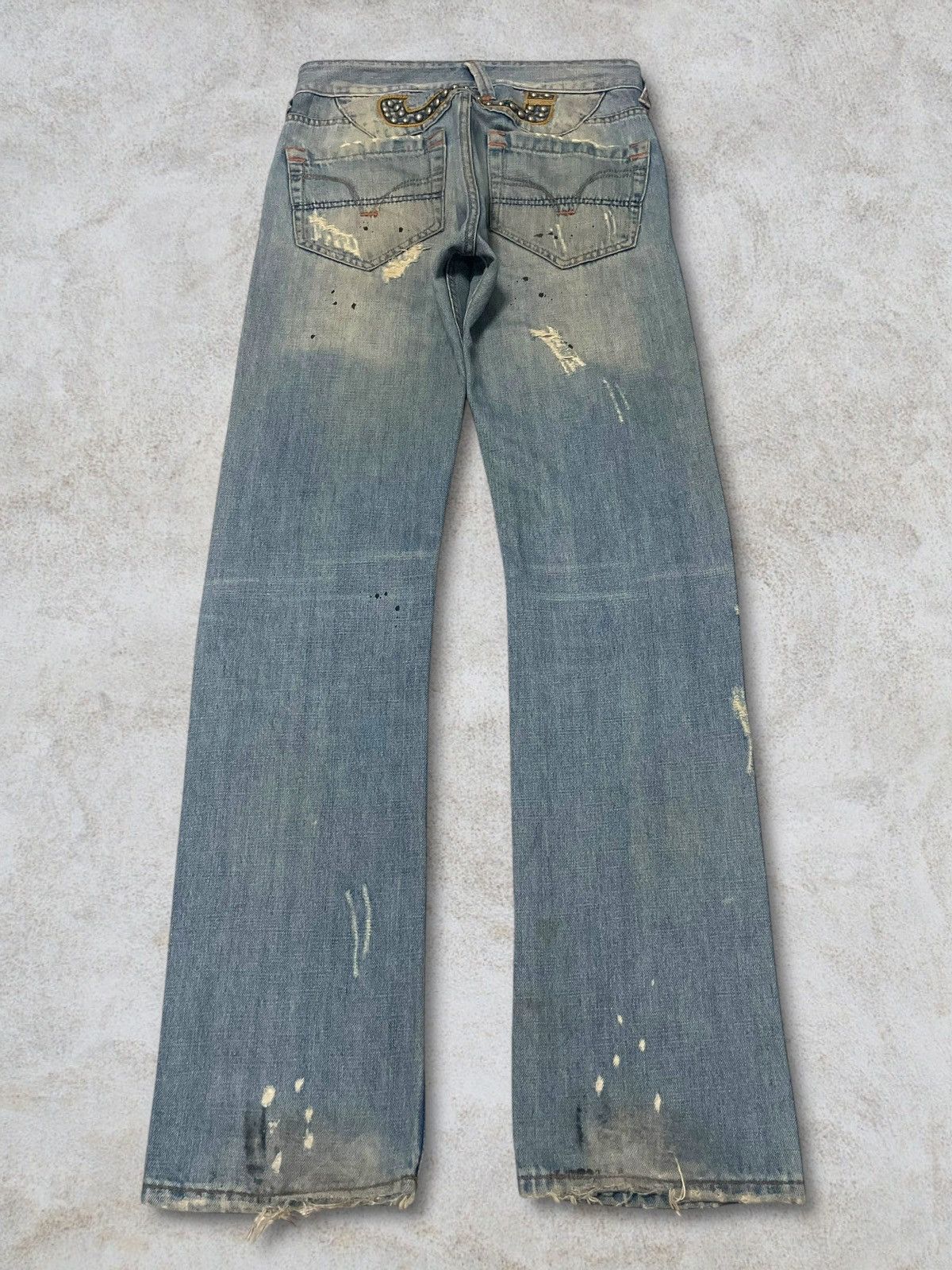 Japanese Brand Vintage Italian CJ Distressed Splatter Piercing Beads Jeans Size US 30 / EU 46 - 4 Thumbnail