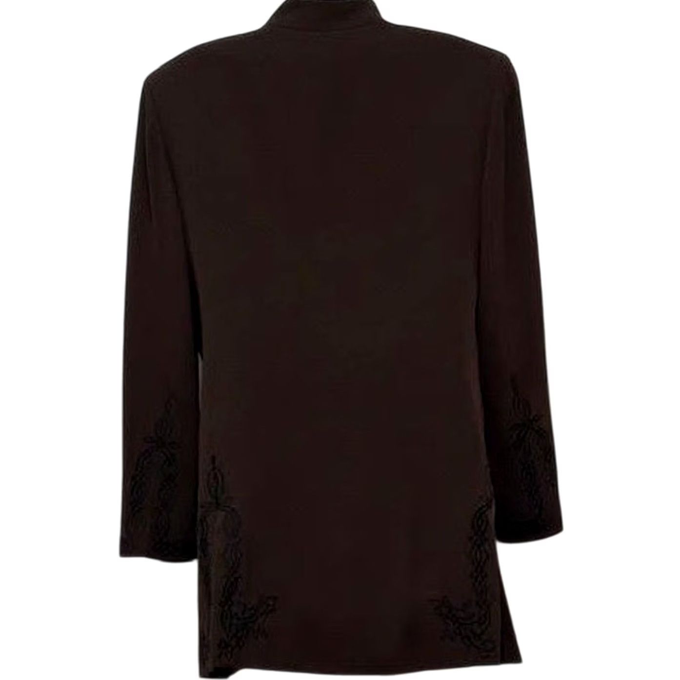 Anne Klein VINTAGE Anne Klein II Mandarin Collar Brown Embroidered Blazer Jacket Size 8P Petite Women Workwear Size M / US 6-8 / IT 42-44 - 6 Thumbnail