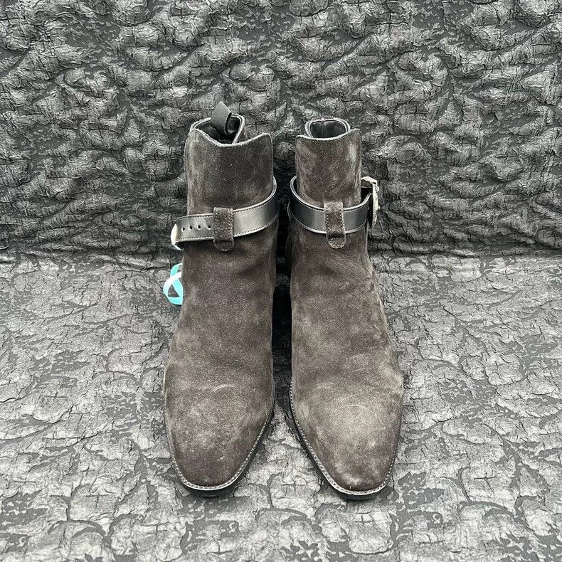 Yves Saint Laurent saint Laurent Black high-set suede lock mid-heel Chelsea bo Size US 7 / EU 40 - 2 Thumbnail