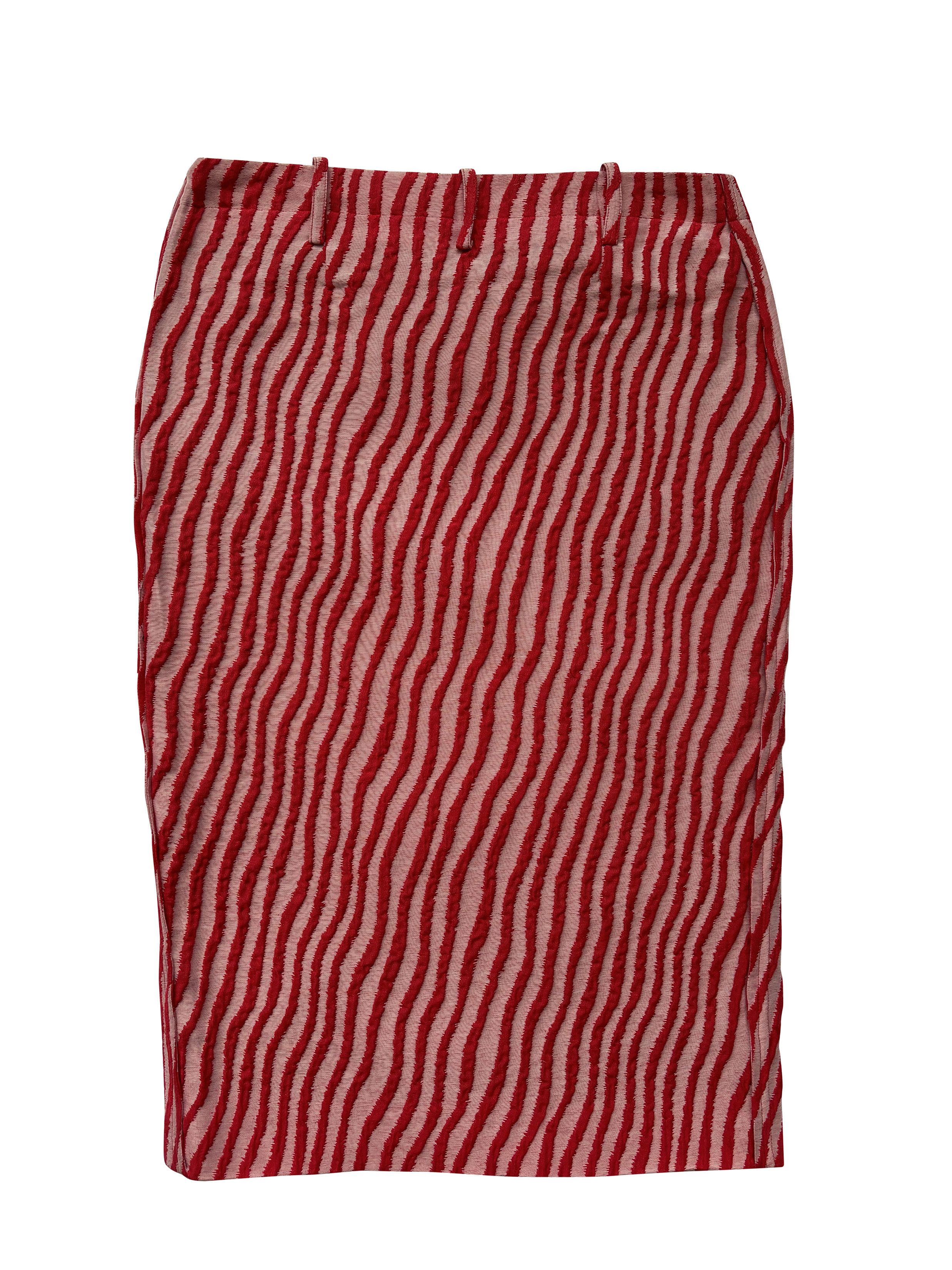 Marni ⚡️QUICK SALE⚡️Marni Red 3D Wavy Striped Front Slitted Skirt Size 28" / US 6 / IT 42 - 3 Thumbnail