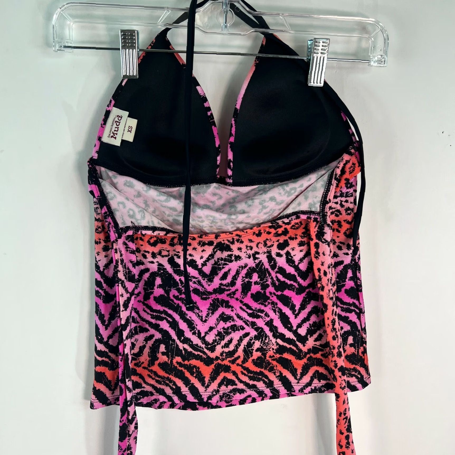 Vintage VINTAGE Mudd Tankini Top Women XS Pink Animal Print Beach Padded Halter Swimwear Size XS / US 0-2 / IT 36-38 - 2 Thumbnail