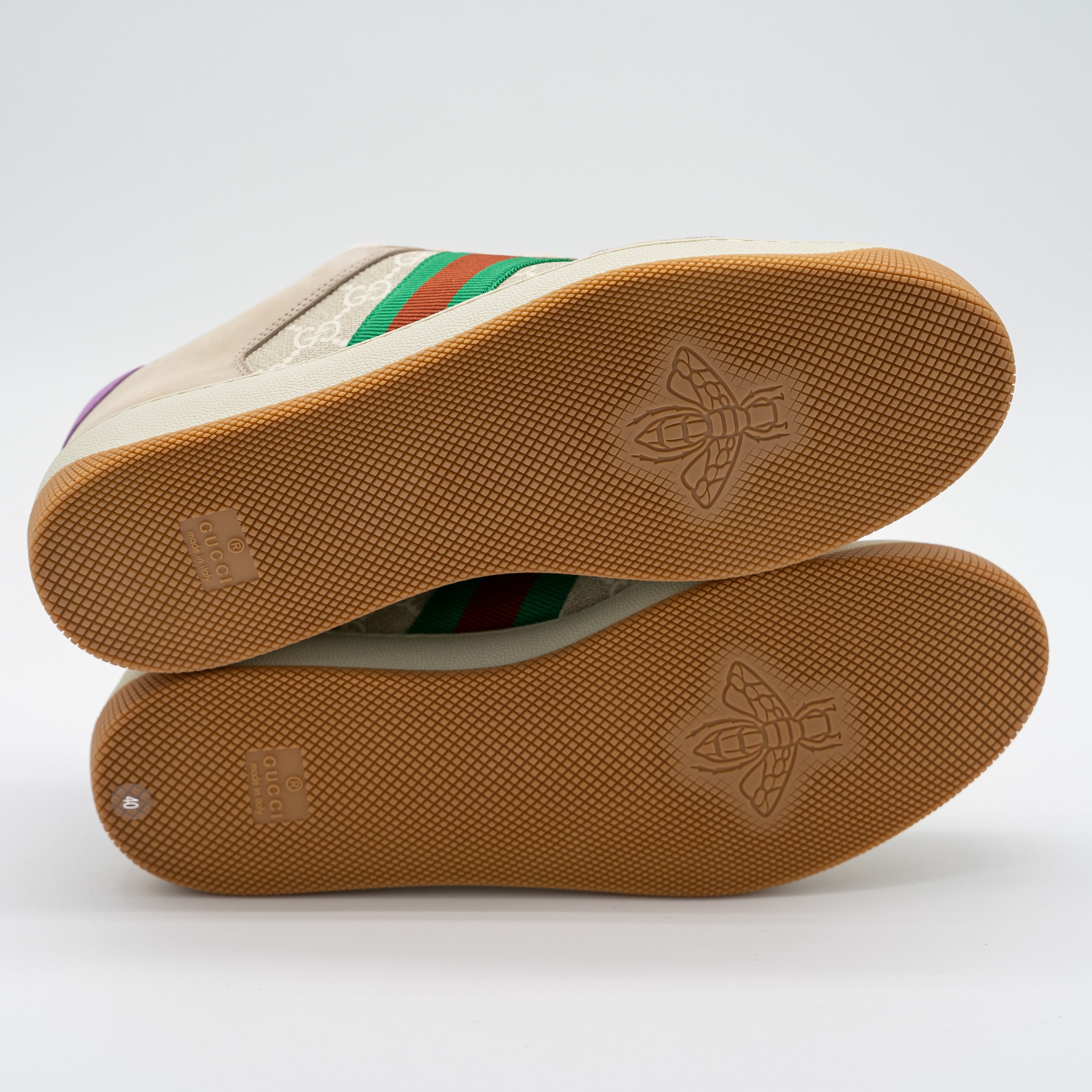 Gucci 10.5us Gucci Screener GG Beige Purple Sneakers Web Canvas Size US 10.5 / IT 40.5 - 6 Thumbnail