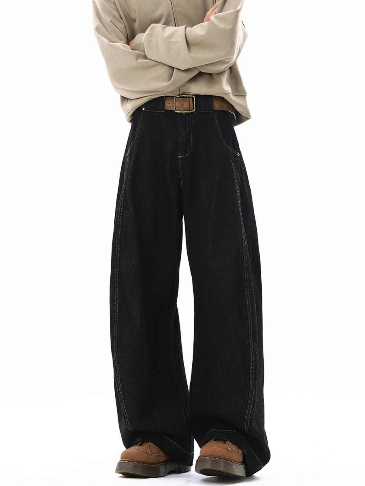 Jean Black men's retro loose straight-leg wide-leg jeans Size US 32 / EU 48 - 1 Thumbnail