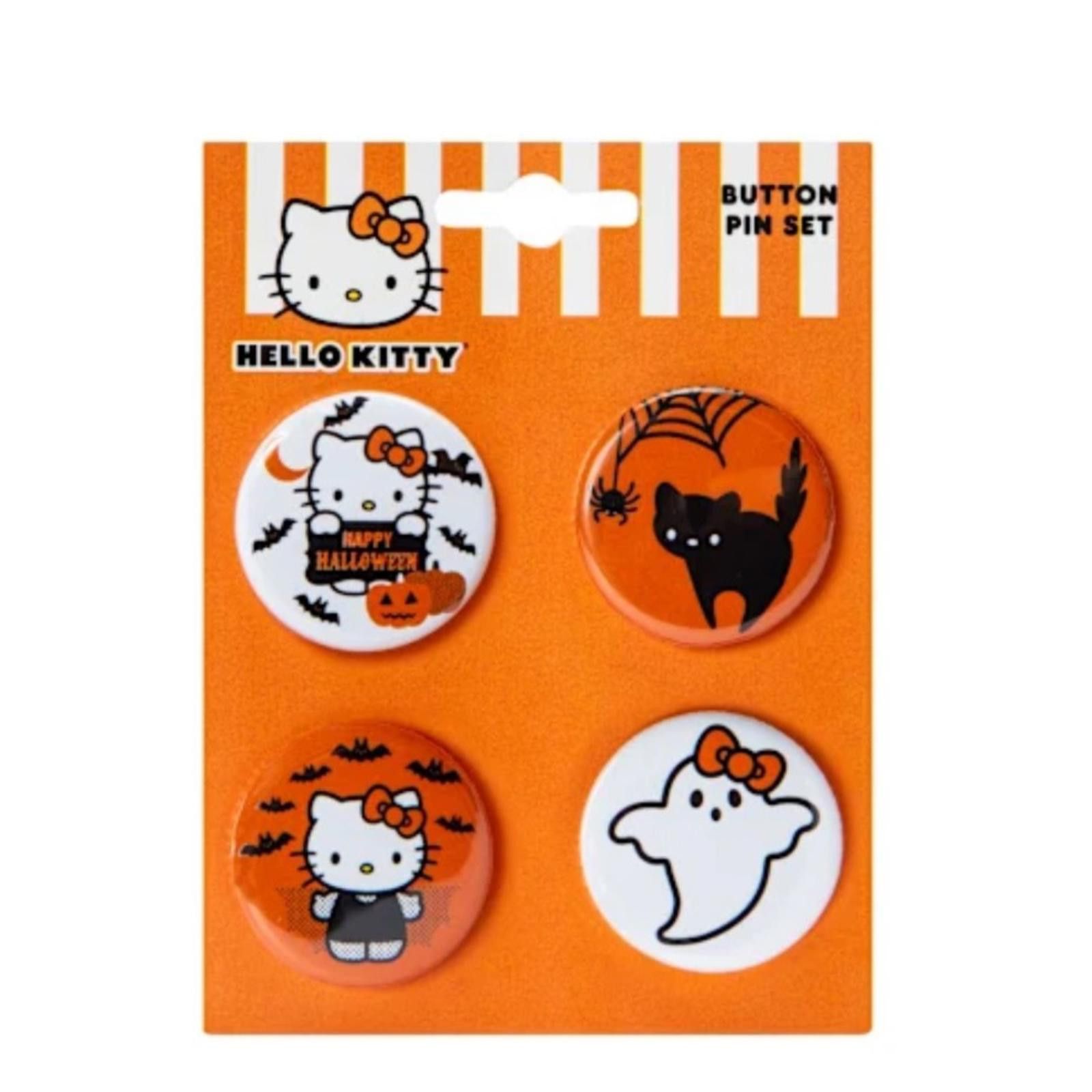 Other Hello Kitty Halloween Button Pin Set - Orange and White Size ONE SIZE - 1 Thumbnail