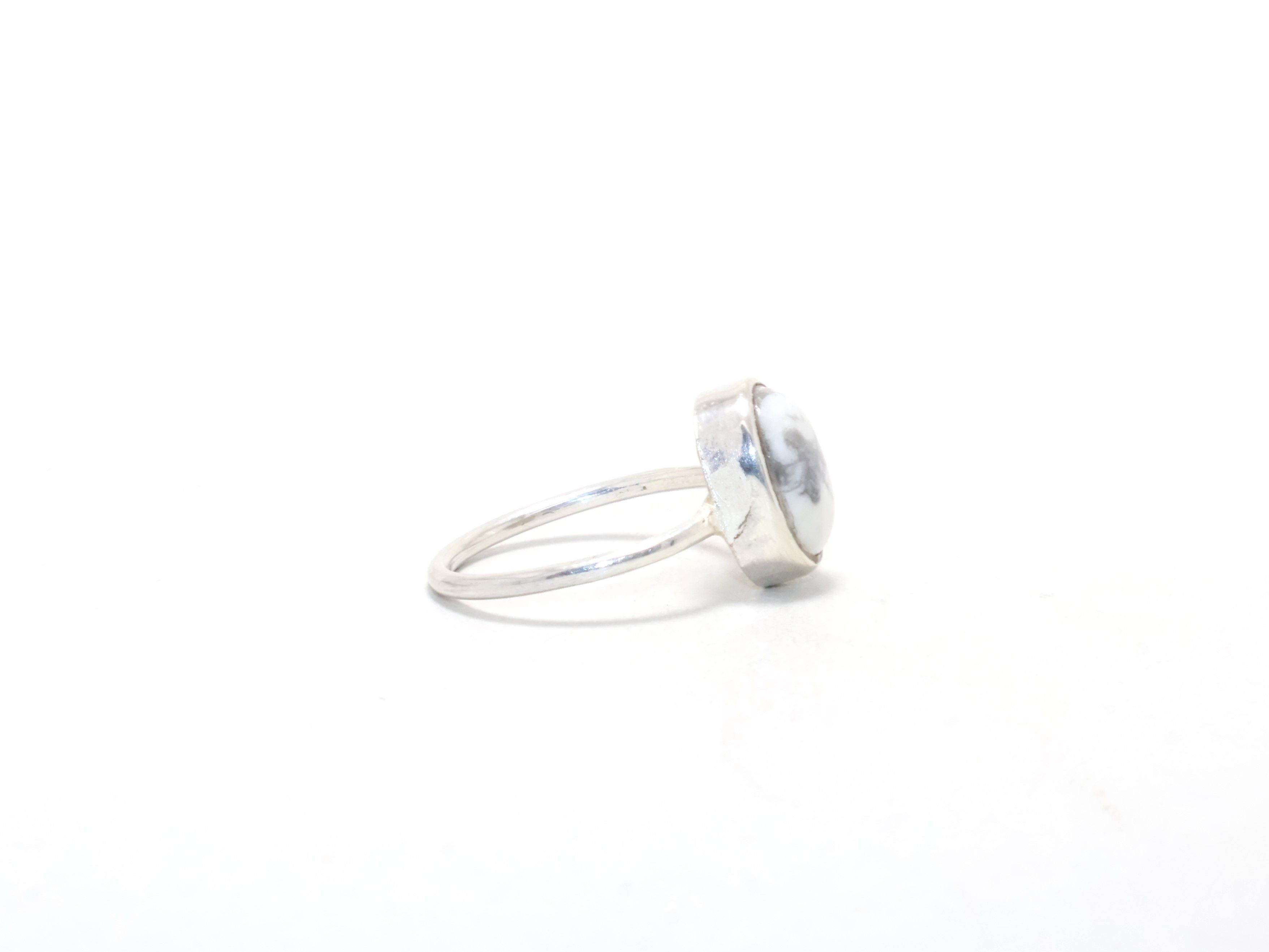 Handmade Howlite Ring, Minimalist Ring,White Handmad, Gift For Her Size ONE SIZE - 3 Thumbnail