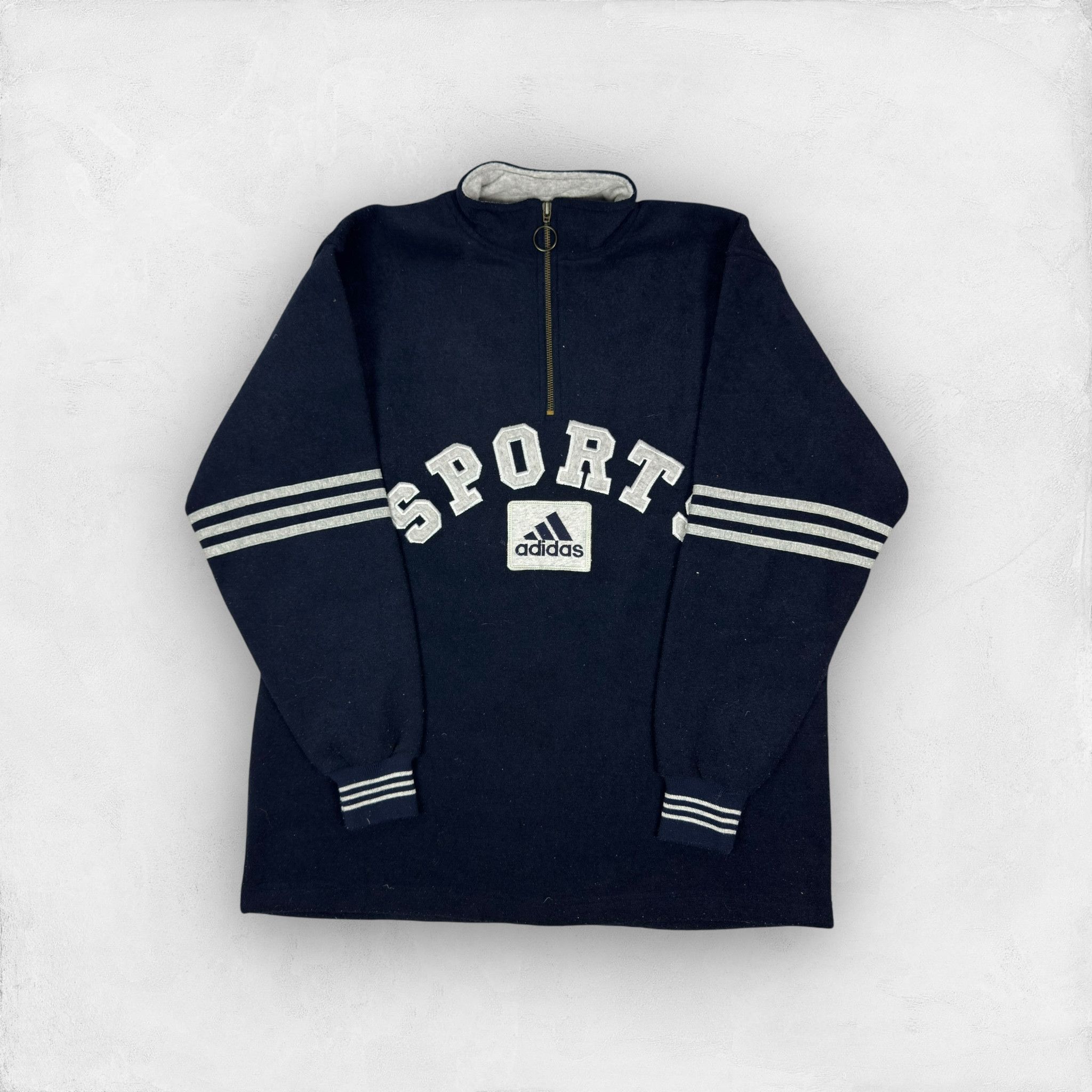 Adidas × Vintage Adidas Sports Men's Navy Cotton Quarter Zip Sweatshirt Large Size US L / EU 52-54 / 3 - 1 Thumbnail