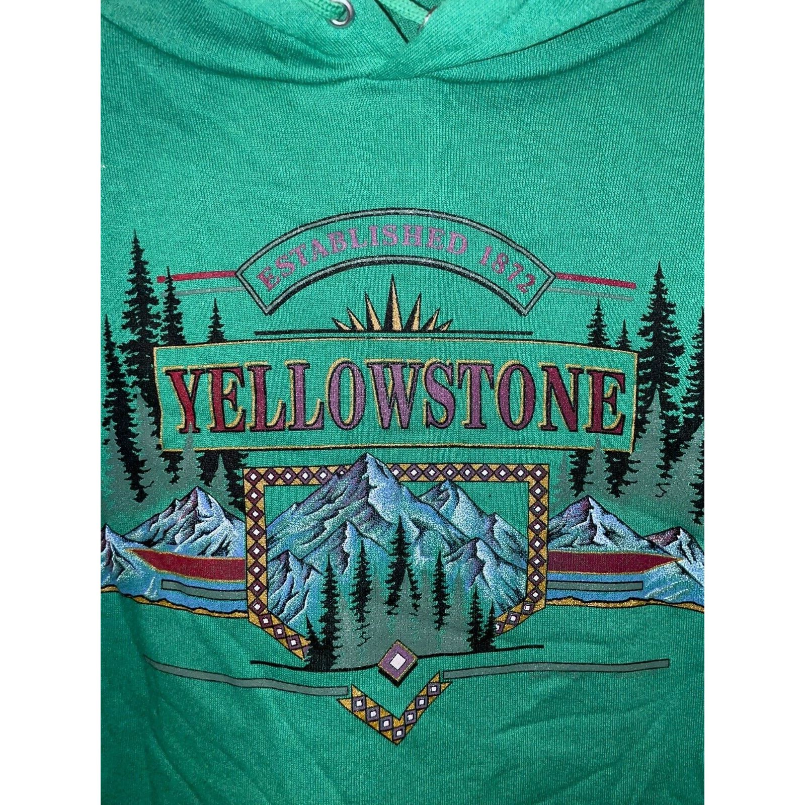 Jerzees Vintage Yellowstone Hoodie Nature Green Jerzees 80s VTG M Size US M / EU 48-50 / 2 - 2 Thumbnail
