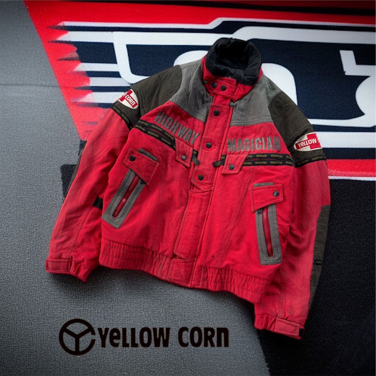 YELLOW CORN Vintage Yellow Corn Red Racing Bomber Jacket Size US M / EU 48-50 / 2 - 1 Thumbnail