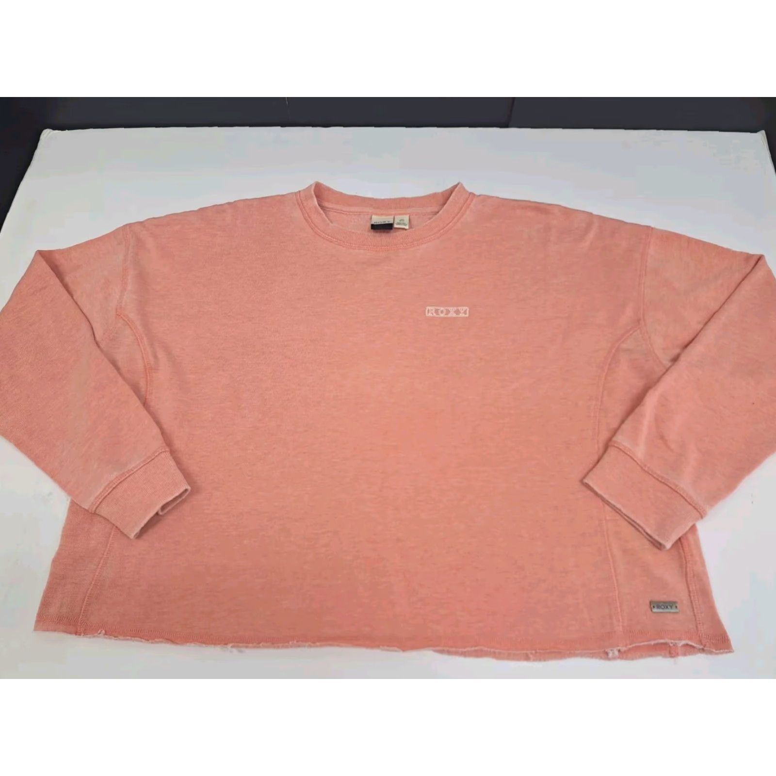 Vintage ROXY Sweatshirt Long Sleeve Pullover Orange Size L Women Beach Waves Mountains Logo Fleece Knit Graphic Print Size L / US 10 / IT 46 - 2 Thumbnail