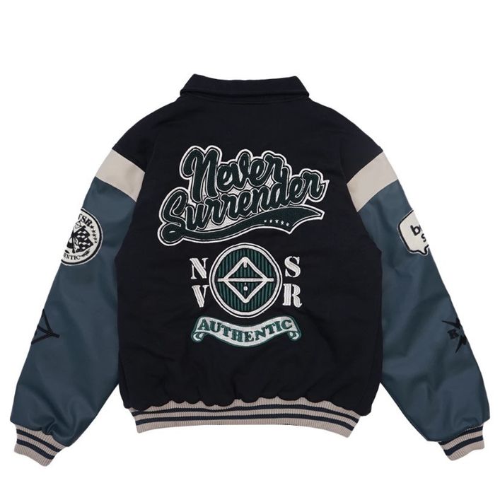 Bomber Jacket varsity jacket oversize jacket vintage colar green brave ...