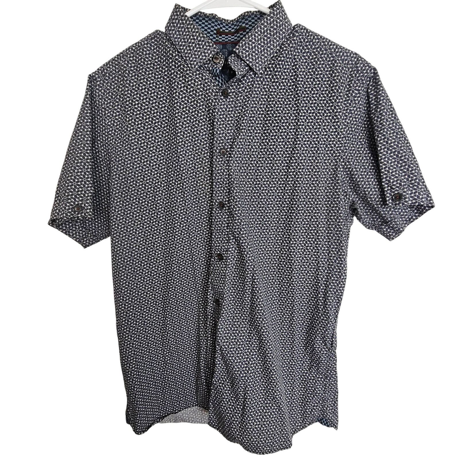 Ted Baker Ted Baker Mens Geometric Button Shirt Sz M Designer Preppy Size US M / EU 48-50 / 2 - 1 Thumbnail