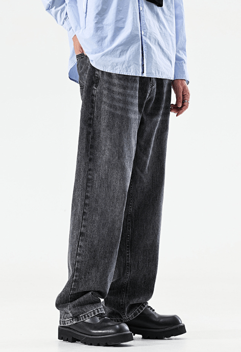 Japanese Brand Retro washed all-match straight loose wide-leg jeans Size US 32 / EU 48 - 2 Thumbnail