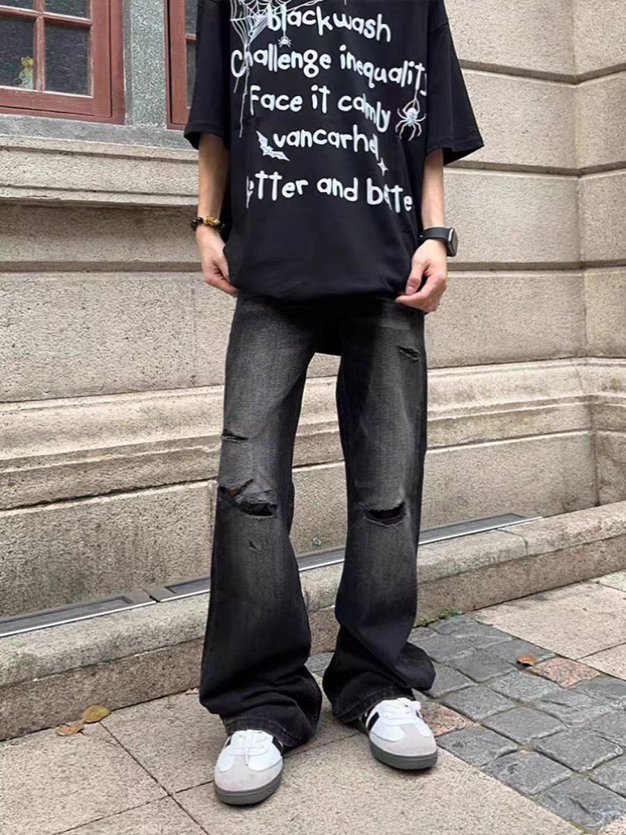 Japanese Brand × Vintage Street hip-hop washed and distressed baggy jeans Size US 34 / EU 50 - 2 Thumbnail