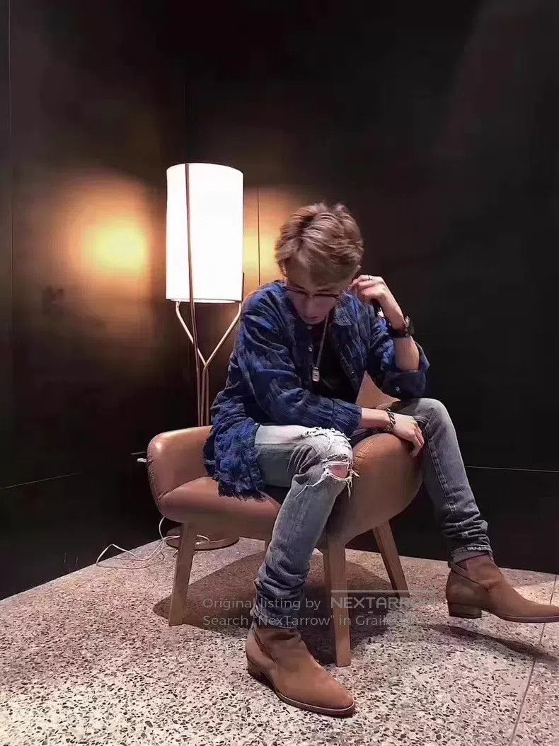 Saint Laurent Paris Saint Laurent Paris Blue Big Destroyed Denim Jeans Size US 32 / EU 48 - 7 Thumbnail